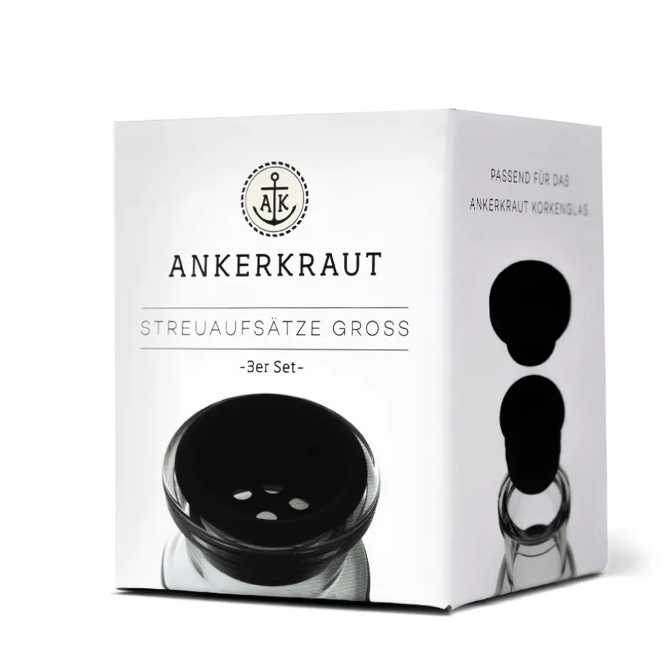 Korkenglas Streuaufsatz, 3er-Set große Lochgröße