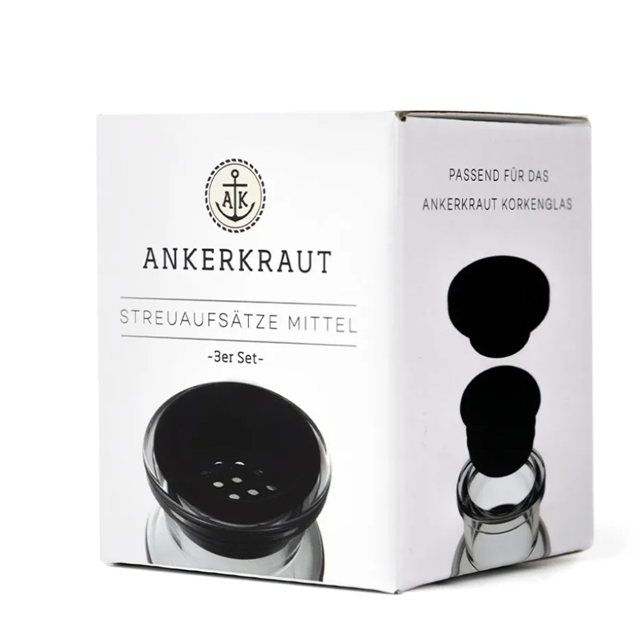 Korkenglas Streuaufsatz, 3er-Set mittlere Lochgröße
